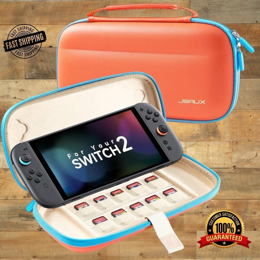 JSAUX Slim Carrying Case‎ for Nintendo Switch 2 Portable w/10 Game Slots Orange